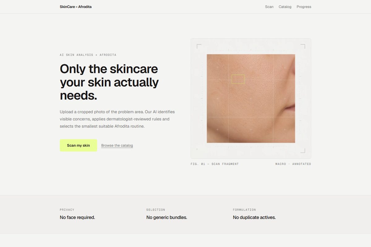 Screenshot of the SkinCare × Afrodita advisor app