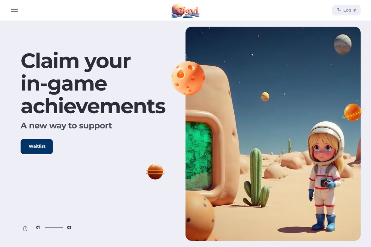 Screenshot of the Gigvi gaming-payments waitlist page